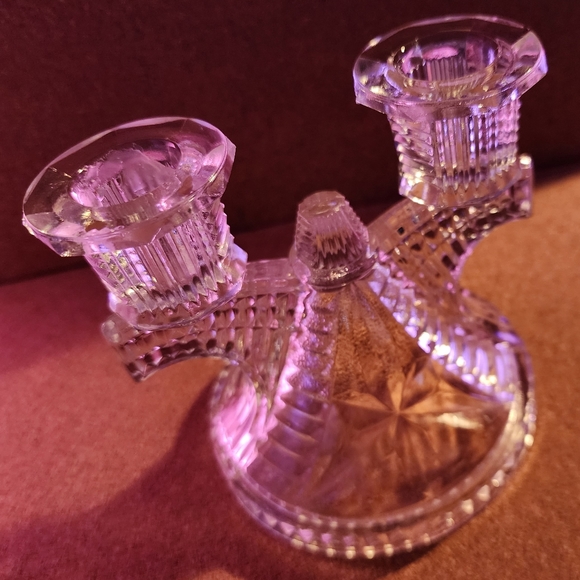 Vintage Federal Glass Double Arm Candleholder - Picture 4 of 5